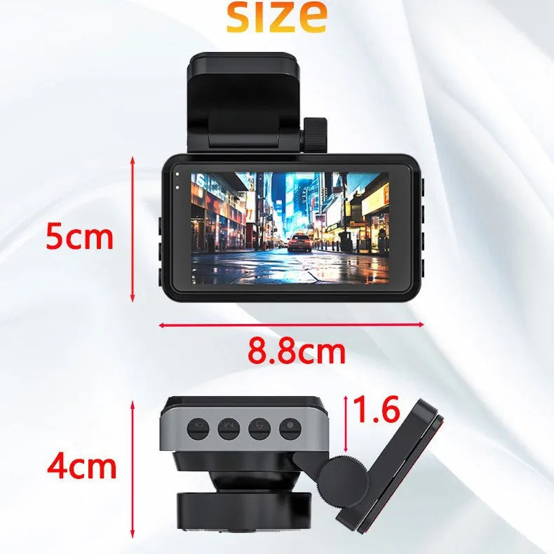 4K driving recorder with 3.0-inch screen, front and rear dual camera, night vision and GPS options