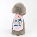 Cotton pet clothing with coconut tree embroidery in pink, casual dog coat for small to large breeds