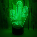 Cactus 3D night light with touch switch, 7 colours, 87x87x42mm base, USB or battery powered