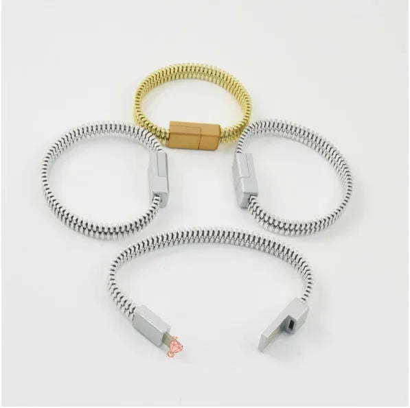 Green bracelet data cable 20cm with alloy port for iPhone, worn on wrist