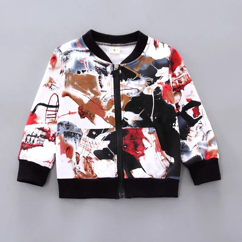 Boys three-piece Korean style black pants suit with long sleeves non-hooded soft fabric set