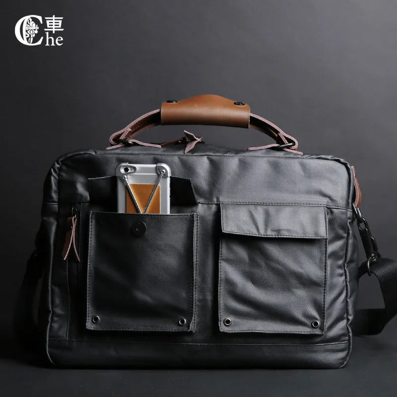 DPark black laptop shoulder bag with adjustable strap showing 14-inch laptop compartment