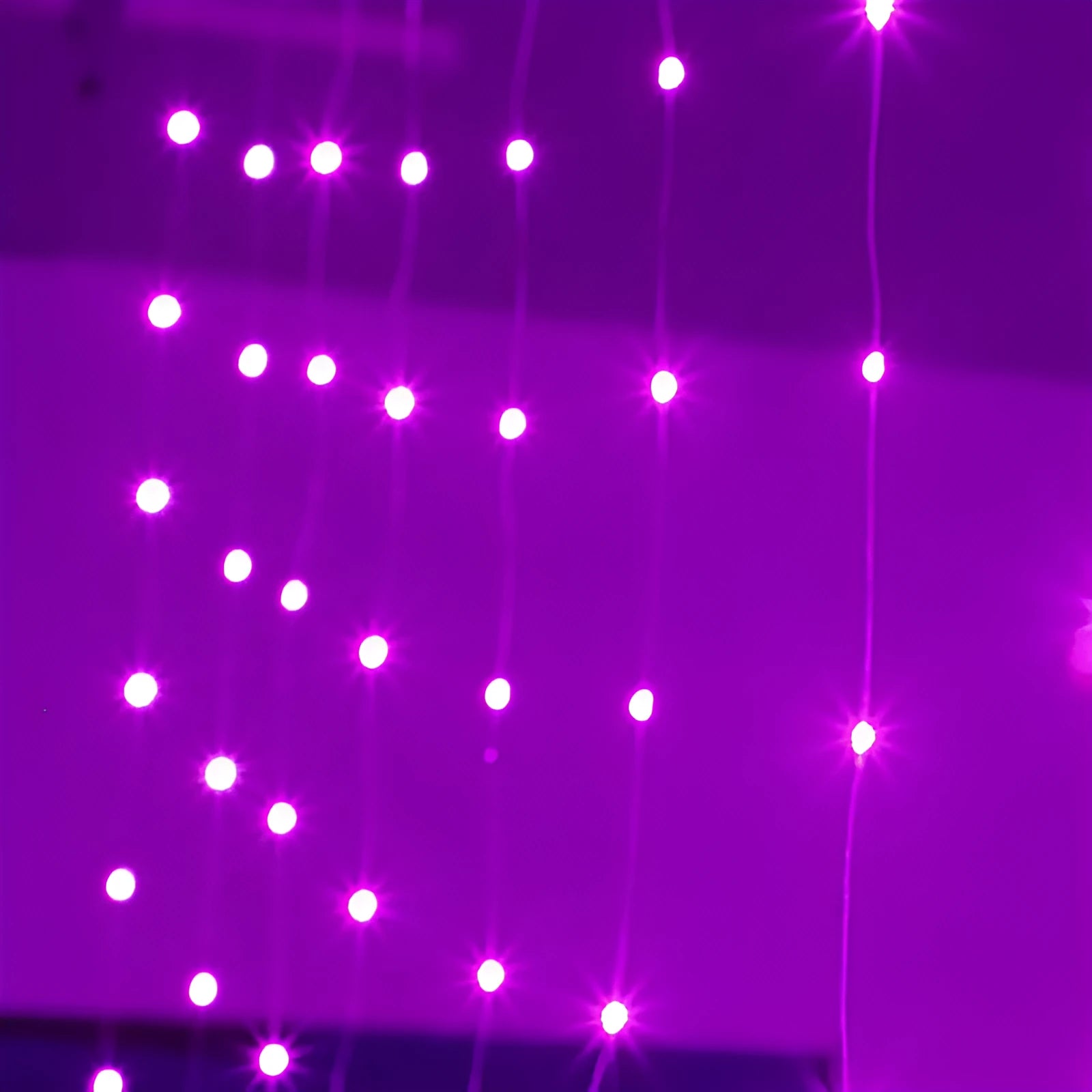 Copper curtain LED string light with USB cable in blue, purple, warm white, or white colour options