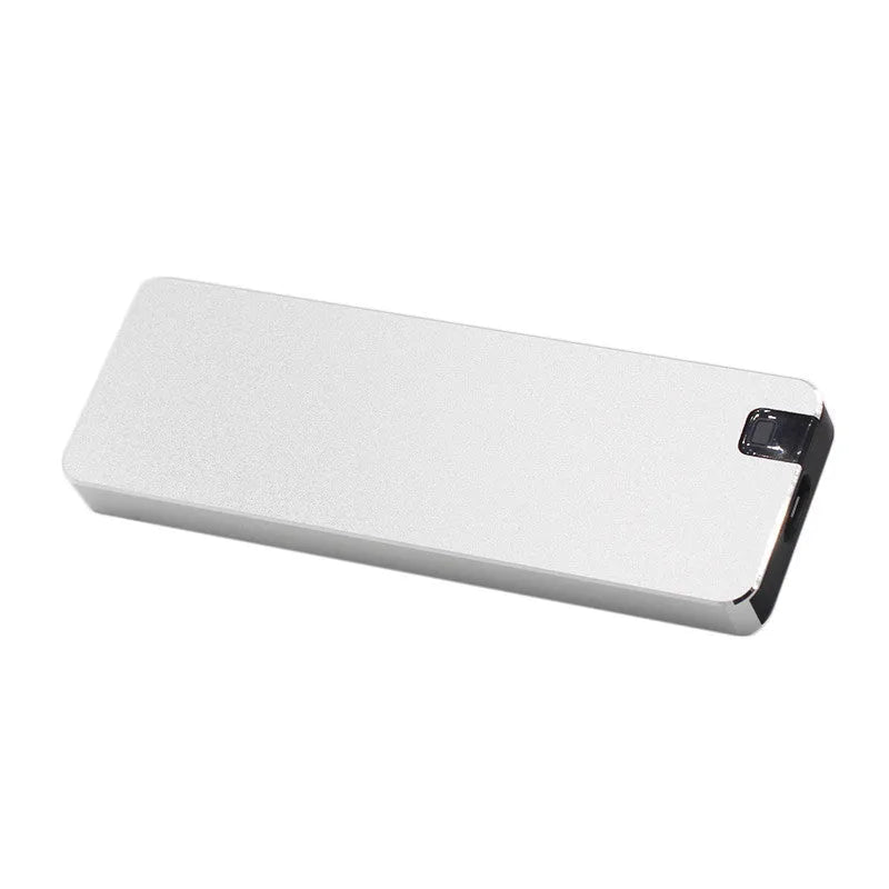 Compact metal portable SSD measuring 0.6x3.2x1cm with USB 3.1 interface in multiple colour options