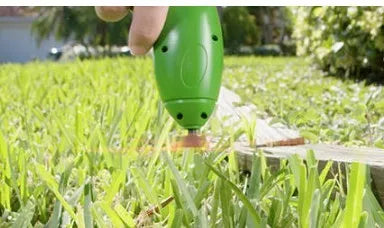 Cordless lawn trimmer with ABS nylon body, 37.5cm length, extension pole, and protective debris shield for garden weeding