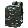 Blue double layer insulated waterproof picnic backpack with 22L capacity and ice pack compartment.