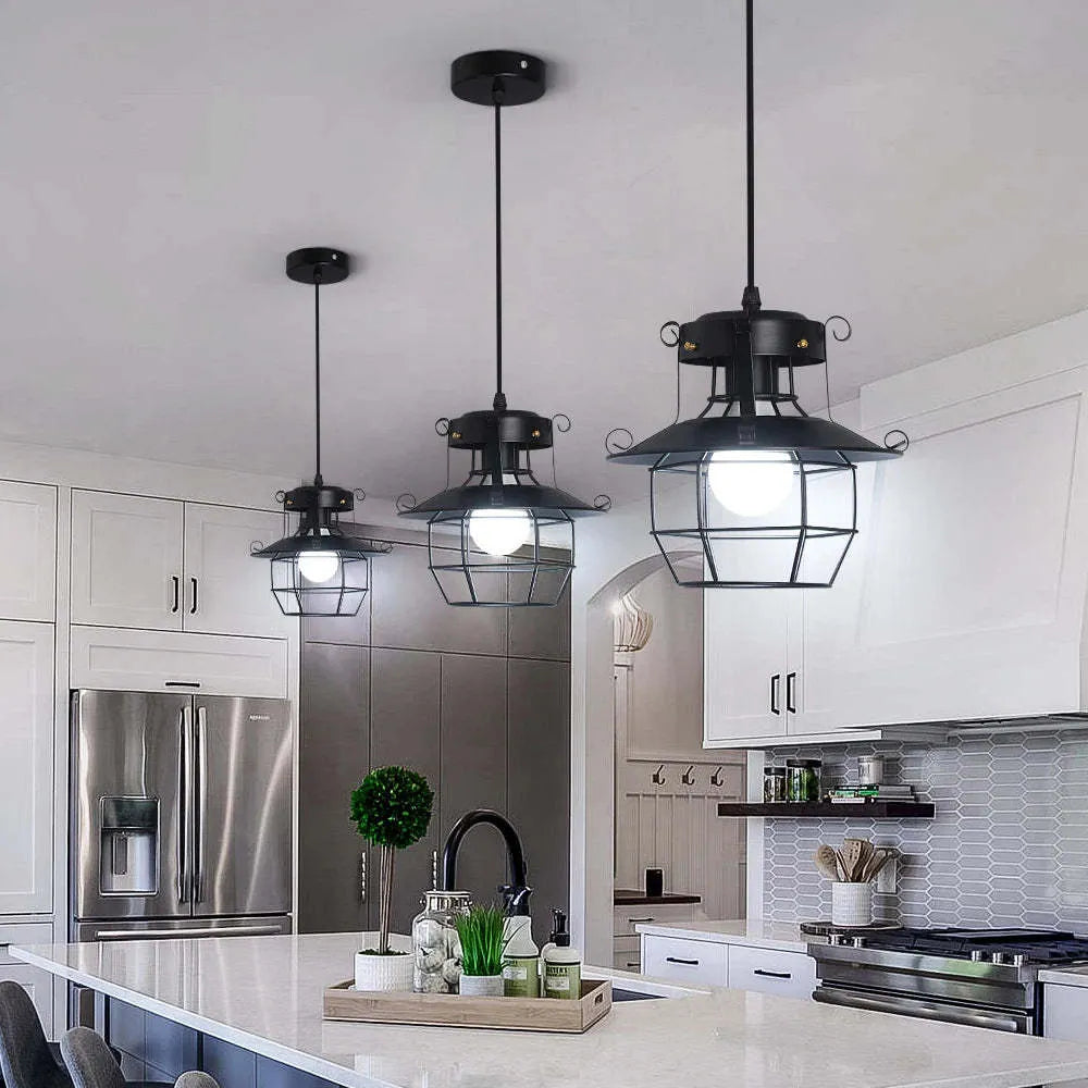 Retro iron droplight lantern lamp with single-head design for restaurant or corridor lighting