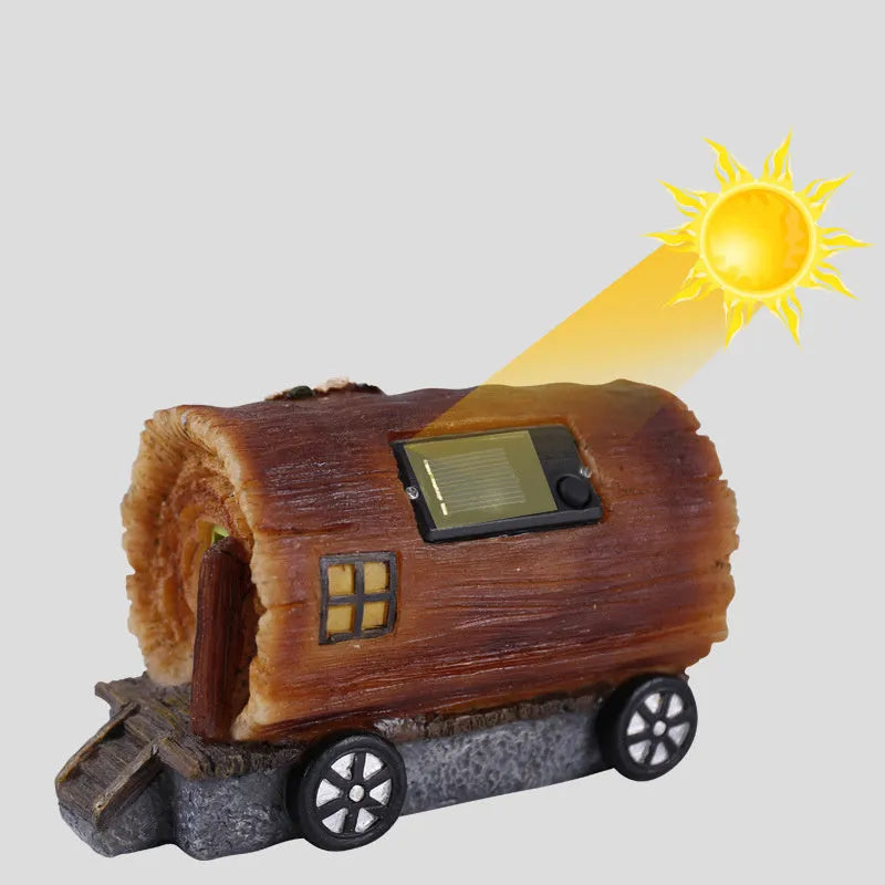 Wooden house solar garden light with LED, IP44 outdoor decorative light, 198x110x120mm, style A