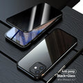 Magnetic black iPhone privacy case with anti-spy tempered glass back on an iPhone.