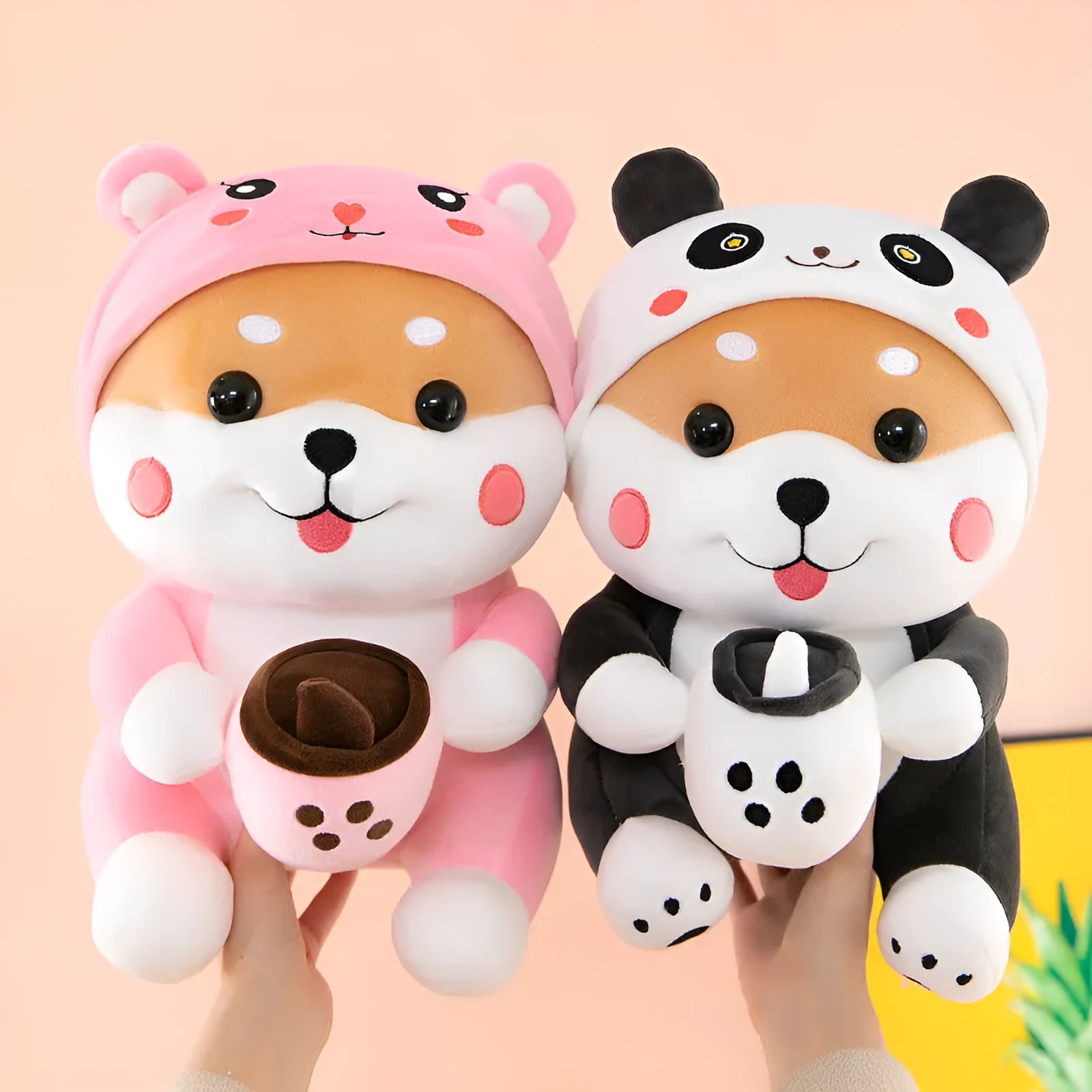 65cm mascot plush toy in pink with four-sided stretch fleece fabric and down cotton filling
