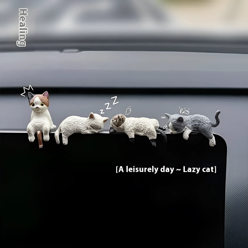 Sleeping cat car decoration made of TPU in cartoon style, multiple colour options, size 2.5-4cm