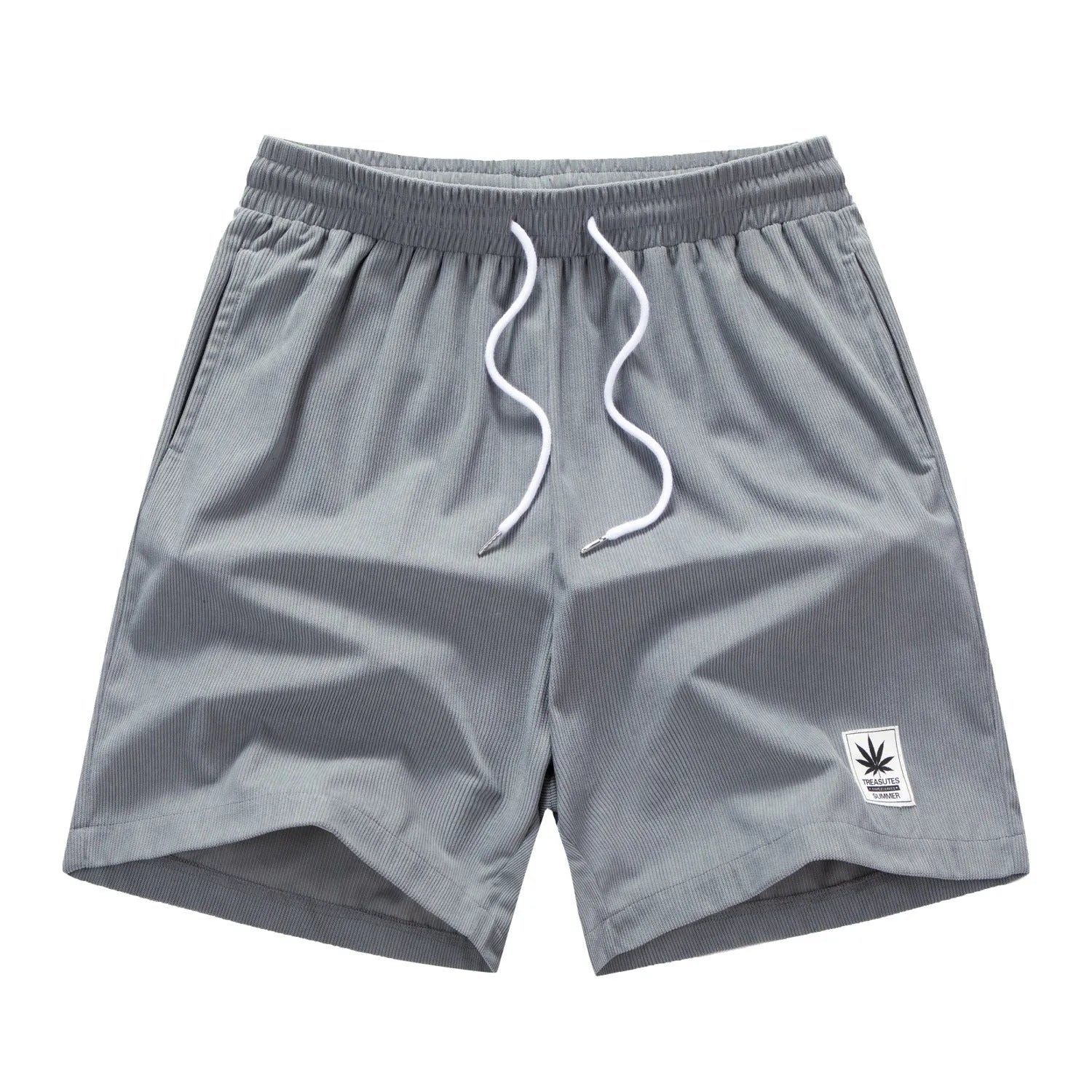 Men's straight-leg summer shorts with drawstring waist in blue colour option