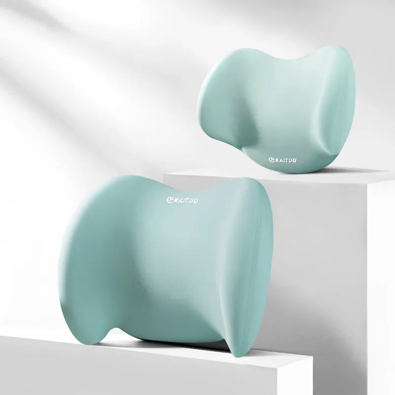 Automotive headrest and lumbar support pillows with geometric pattern in multiple colour options