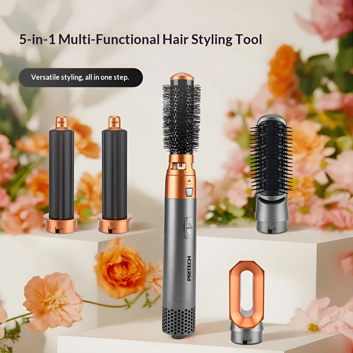 5-in-1 hair styler hot air comb and automatic curling wand 1200W EU plug colour HS-829