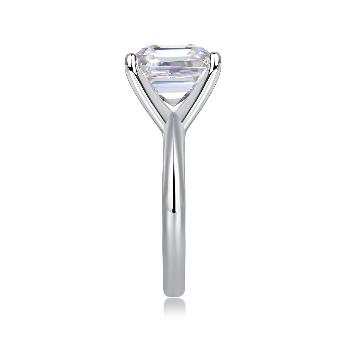 Heart-shaped moissanite wedding ring set in S925 silver with platinum plating, square 10*10 mm stone, gift box packaging