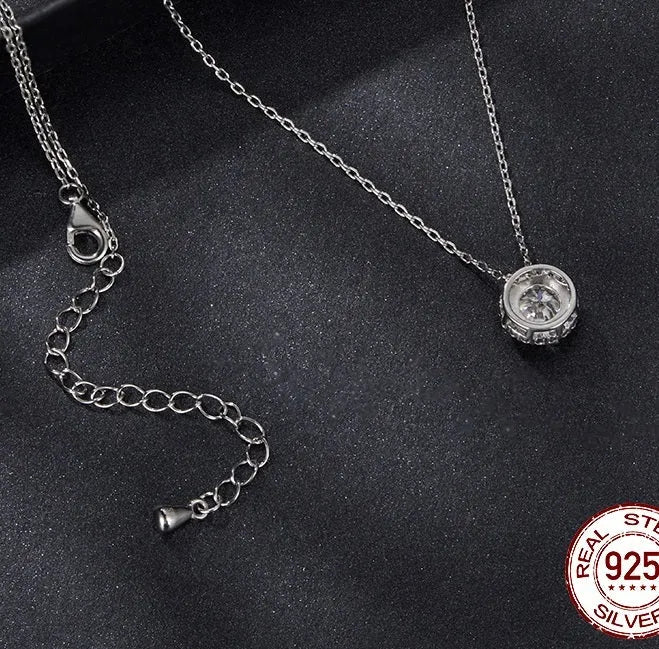 S925 silver clavicle chain necklace with electroplated finish, O-ring chain, adjustable 21-50cm on white background