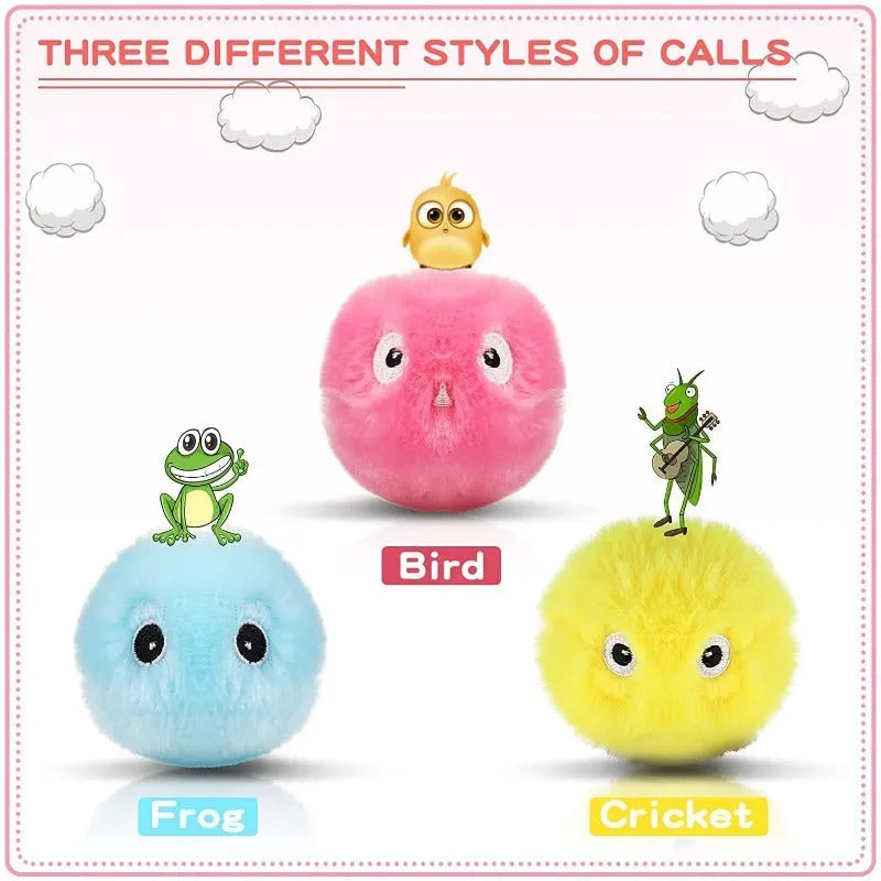 55mm diameter interactive cat toy ball with animal sounds and removable lid for catnip addition