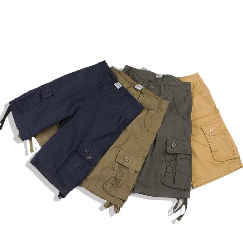 Retro Japanese casual trousers in army green with double-layer waistband and zip placket