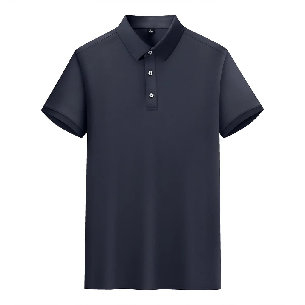 Pure colour cotton lapel short-sleeved t-shirt with mosaic pattern in seven colour options