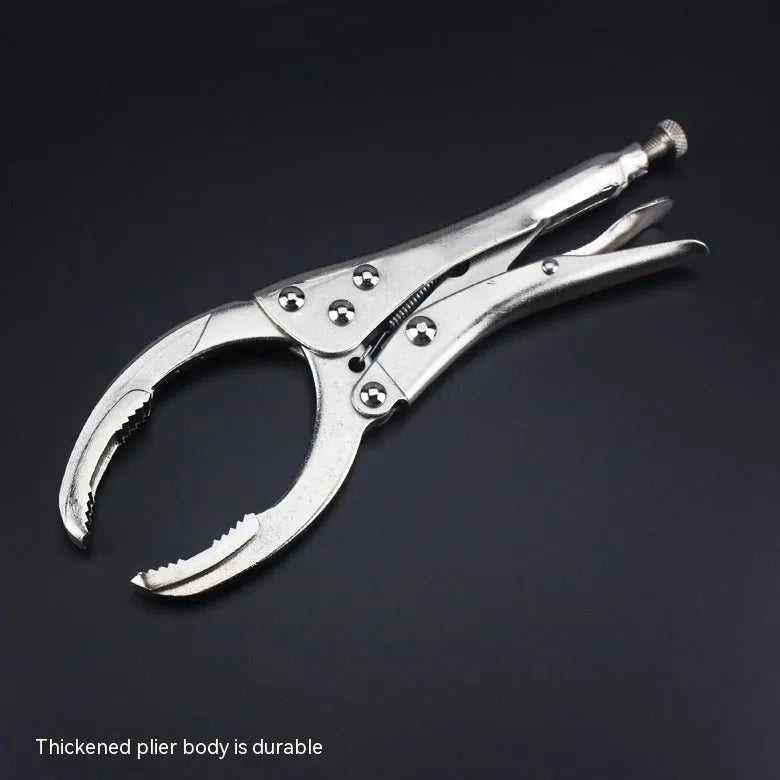 45 steel clamp oil filter wrench with vise grips for 50-110mm filters.