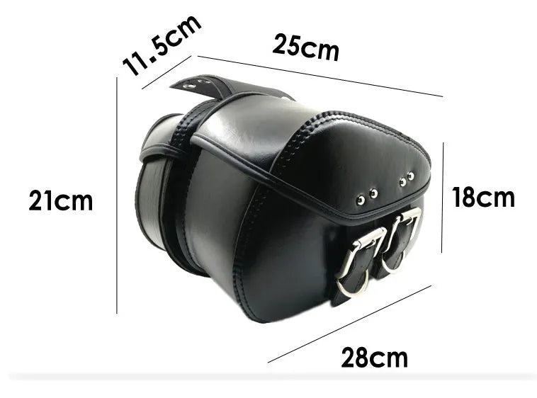 Black PU leather motorcycle saddlebags side storage pouches for Harley cruiser 28x18x12cm