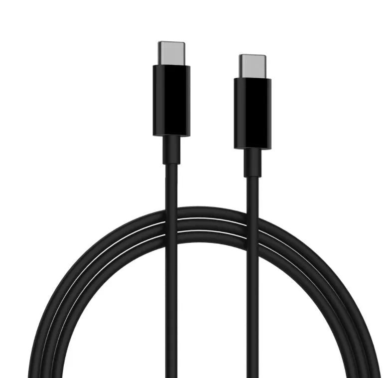 Black 65W USB-C laptop power adapter showing compact design with single USB-C output port