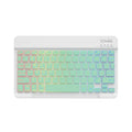 10-inch Bluetooth keyboard with colourful RGB backlighting beside tablet