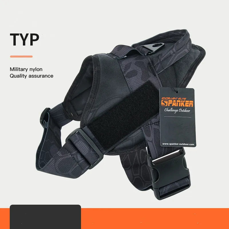 Large and medium dog harness in 1050D nylon with military webbing, UTX buckle, adjustable bust and neck, UK fit