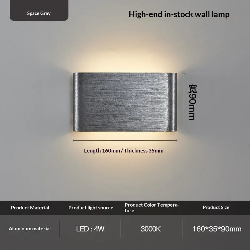 16cm Nordic modern minimalist wall lamp in champagne gold with wall switch control for bedside use
