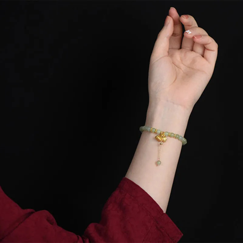 Shihuan natural Hetian Jade bracelet with Fu character and constellation design, 6mm size.