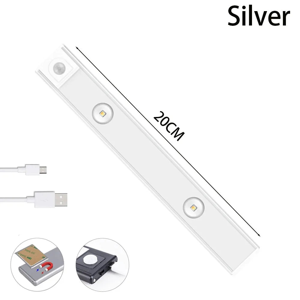 USB LED night light motion sensor wireless thin strip for kitchen cabinet bedroom wardrobe