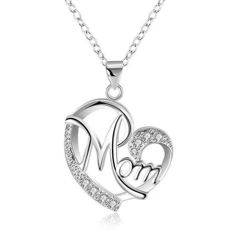 Heart-shaped diamond wish necklace with copper plated platinum finish, adjustable chain 21-50cm, colour variant all white