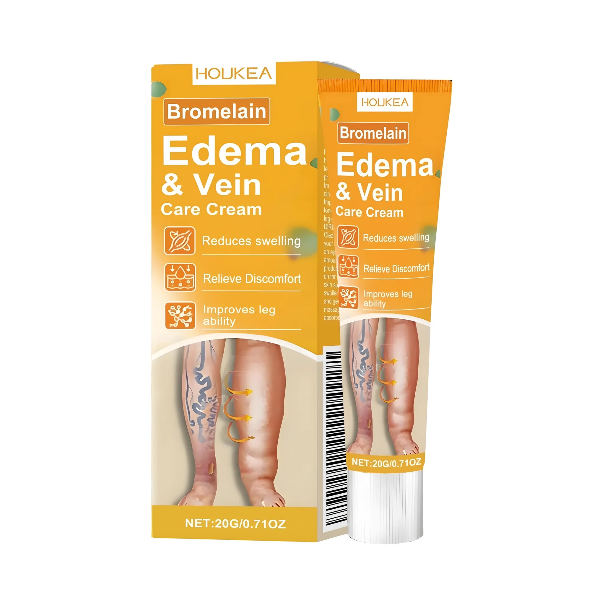 Leg soothing cream tube 20g with bromelain and mint leaves for tired legs