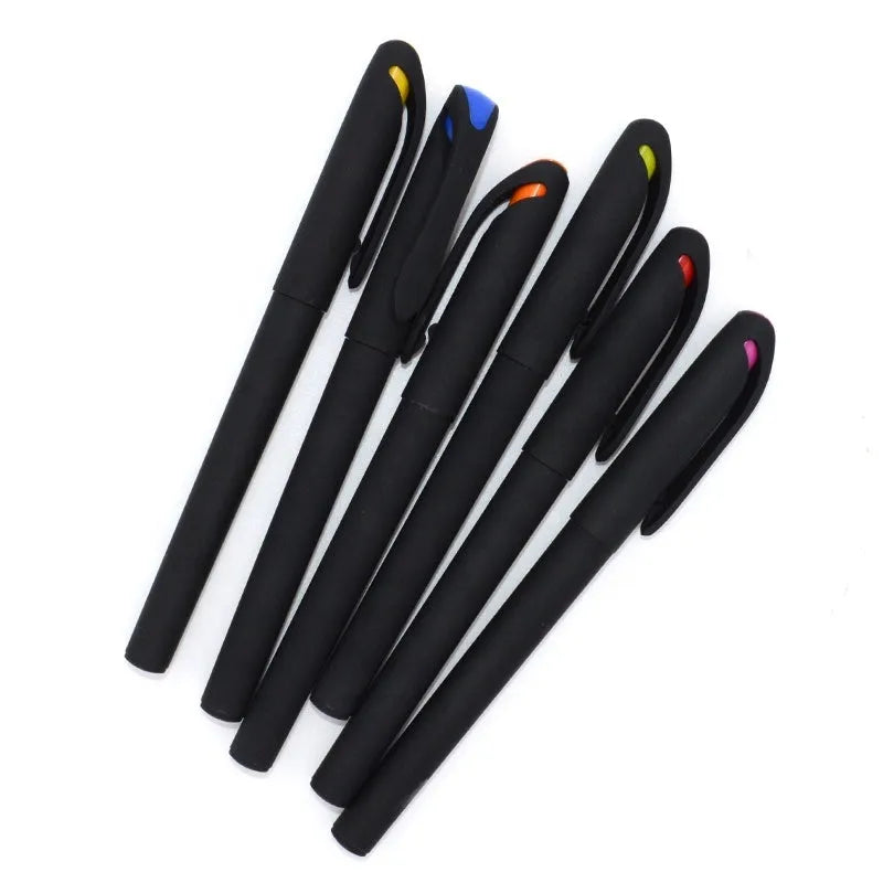 Set of 10 plastic gel pens with black refills showing 14cm length