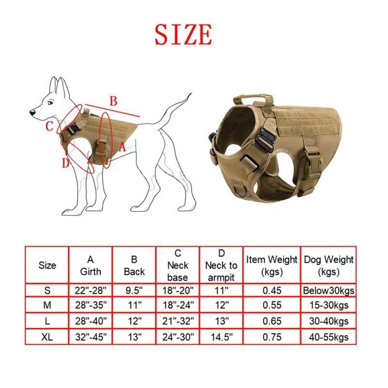 Six-piece dog tactical training vest in camouflage pattern with multiple attachment points