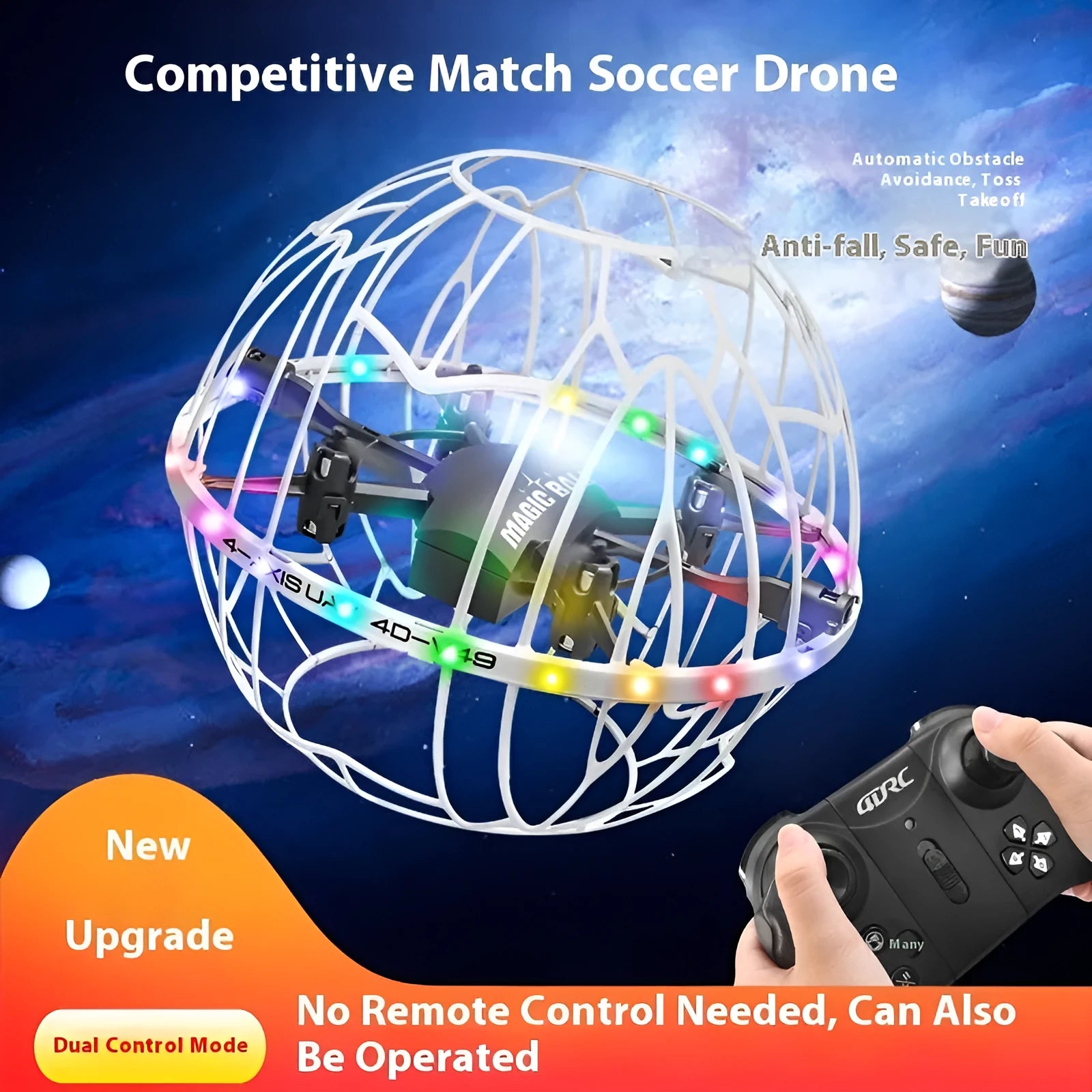 V49 multifunctional drone quadcopter in white, plastic build under 30cm, with obstacle avoidance induction for indoor teenage play