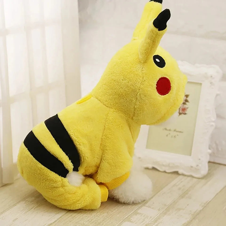 Fleece hoodie costume coat for cat or small dog in cartoon design