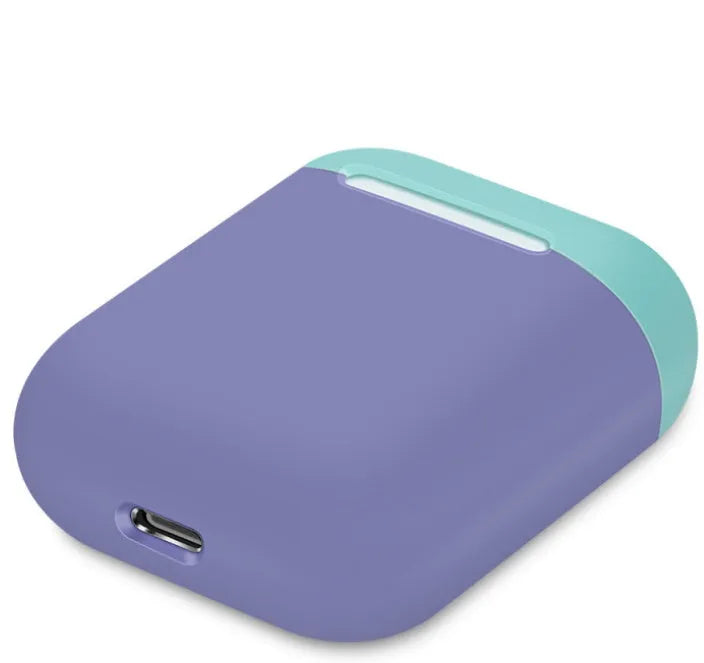 Silicone protective cover for Apple AirPods charging case in a split style design, shown in a selection of colours.
