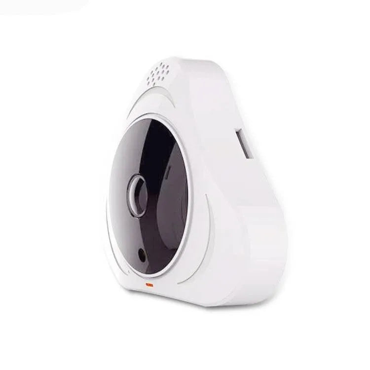 Smart home security camera 3D panoramic flying saucer design 360-degree pan tilt black plastic indoor