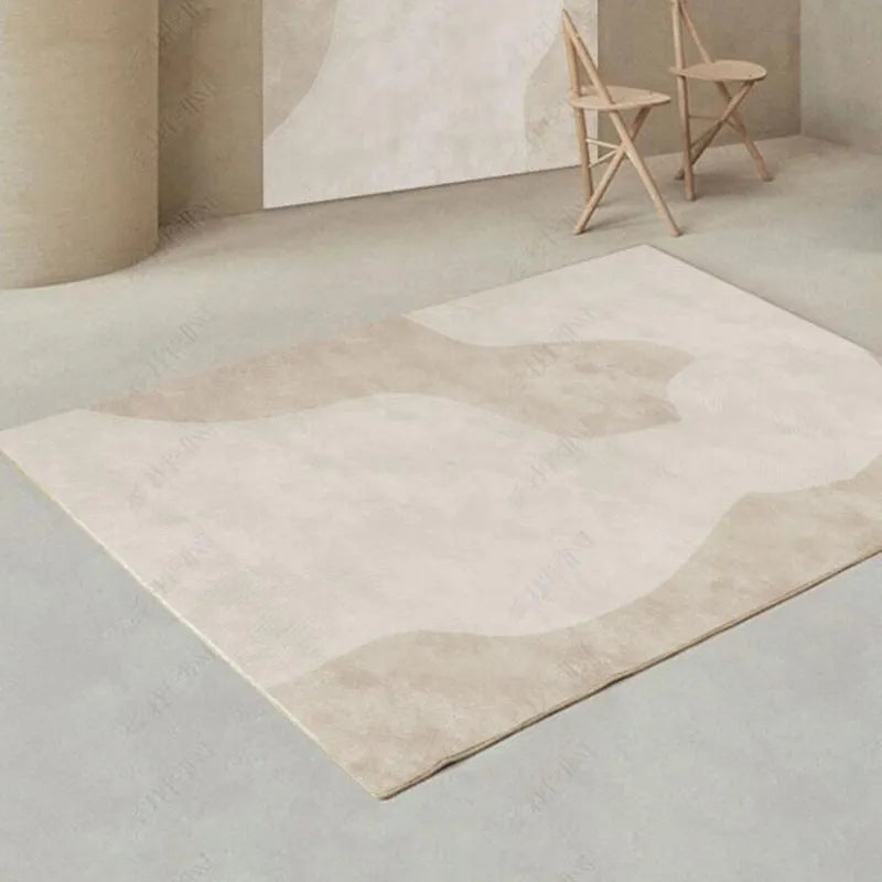 Japanese cashmere striped polyester fibre carpet in light luxury style, available in multiple sizes up to 300x200cm, machine washable