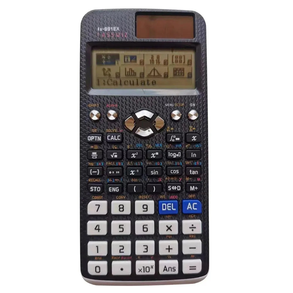 Advanced solar-powered function calculator in multiple colour options