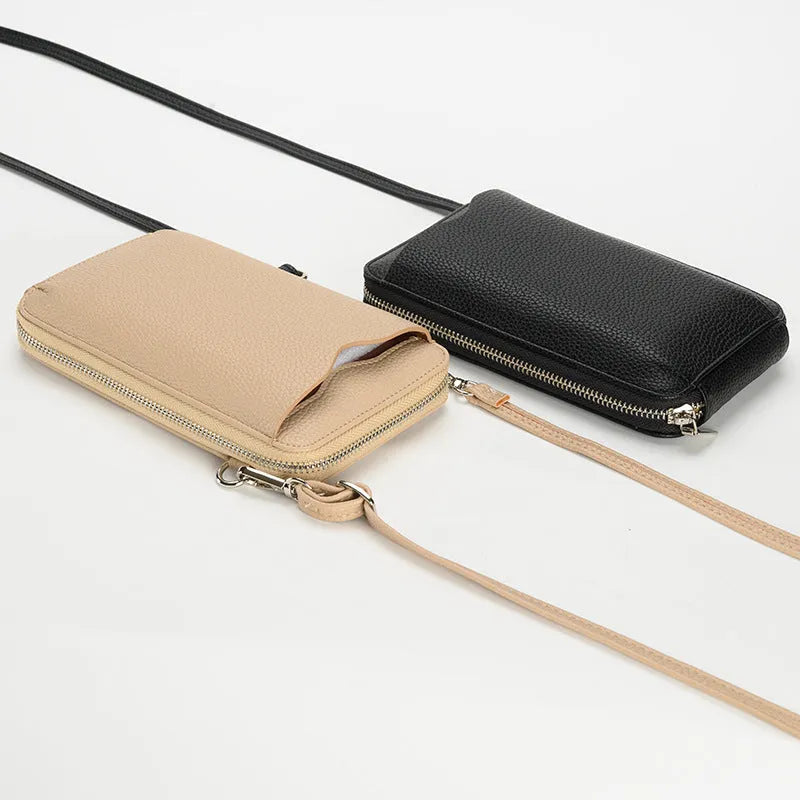 Lychee pattern PU leather small crossbody phone bag in six colours 19x11.5x4cm