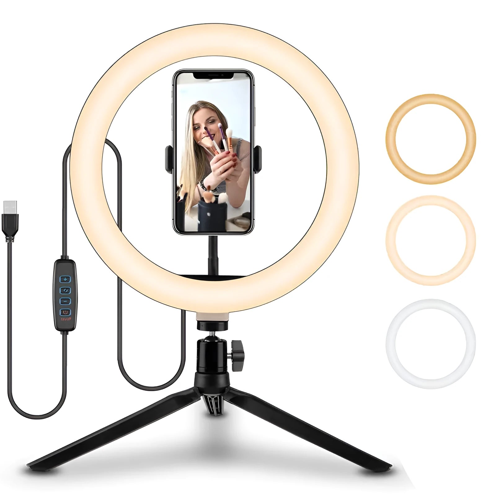 10-inch ring selfie light with 19cm metal bracket for smartphone photography