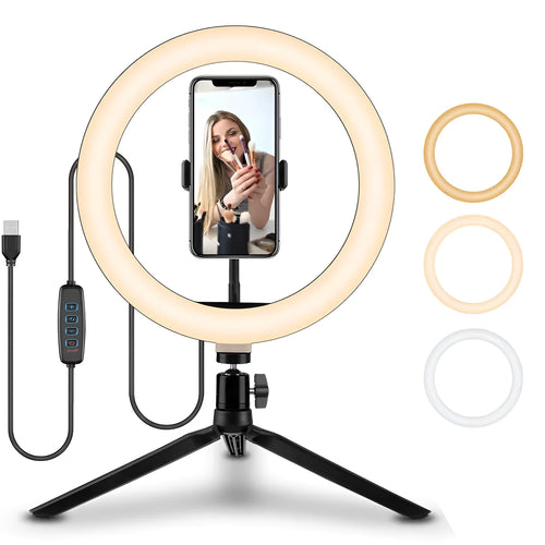 10-inch ring selfie light with 19cm metal bracket for smartphone photography