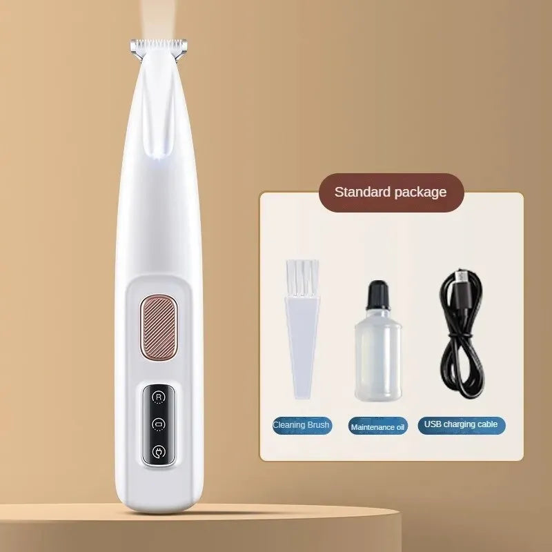 White dog paw trimmer with LED light and 18mm widen blade for pet grooming