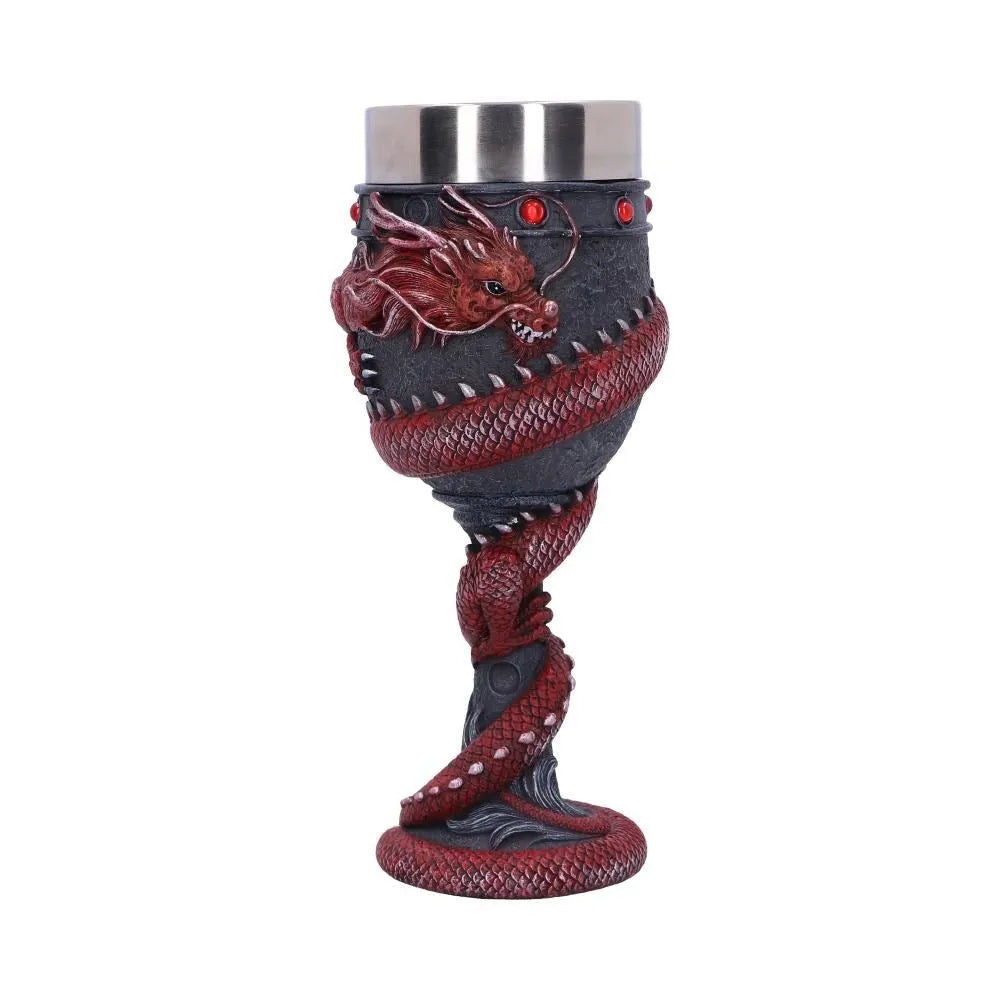 Chinese dragon design 3D stereo stainless steel red wine glass with retro styling