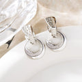 Hollow round moon drop earrings with natural zircon inlay, gold and silver copper finish for women