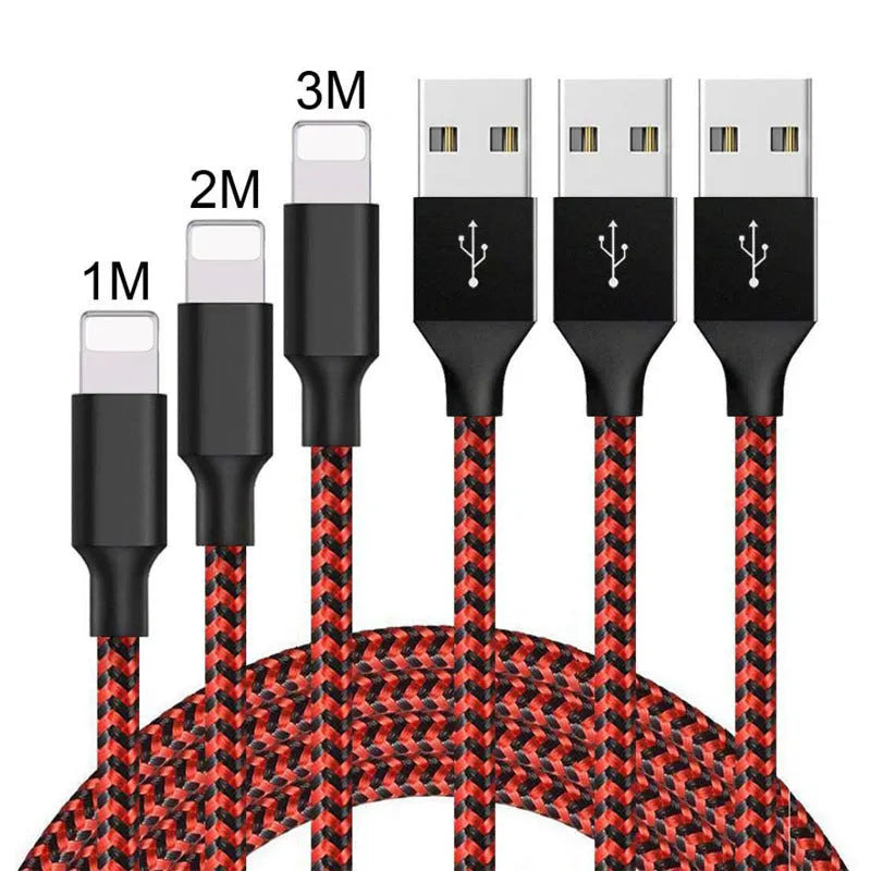 Braided Micro USB fast charging cable for Android phones in black and blue, showing length.