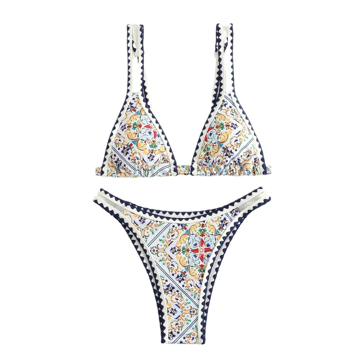 Women's floral printed bikini swimsuit in polyester nylon blend for swimming