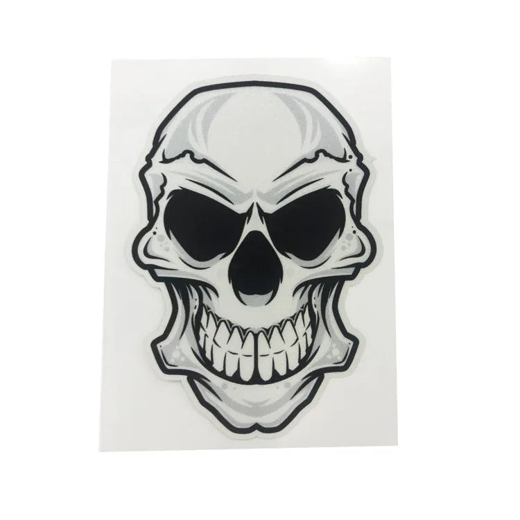 13cm reflective skull car sticker in Skull-5 style, self-adhesive, four pieces shown